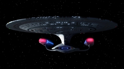 Star Trek Enterprise flying through space